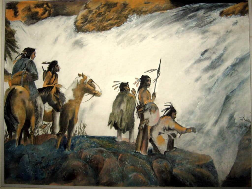 Indianer vid vattenfall